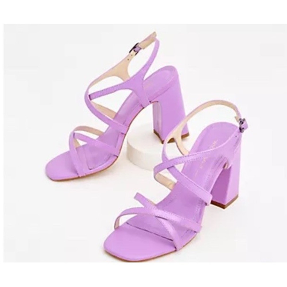 New Intentionally Blank Naples Leather Strappy Heeled Sandals Violet EU 38/7.5-8